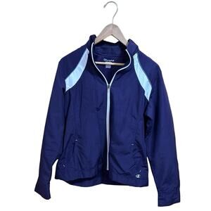 Champion Windbreaker Jacket Womens’s M Purple/White Full Zip 100% Polyester